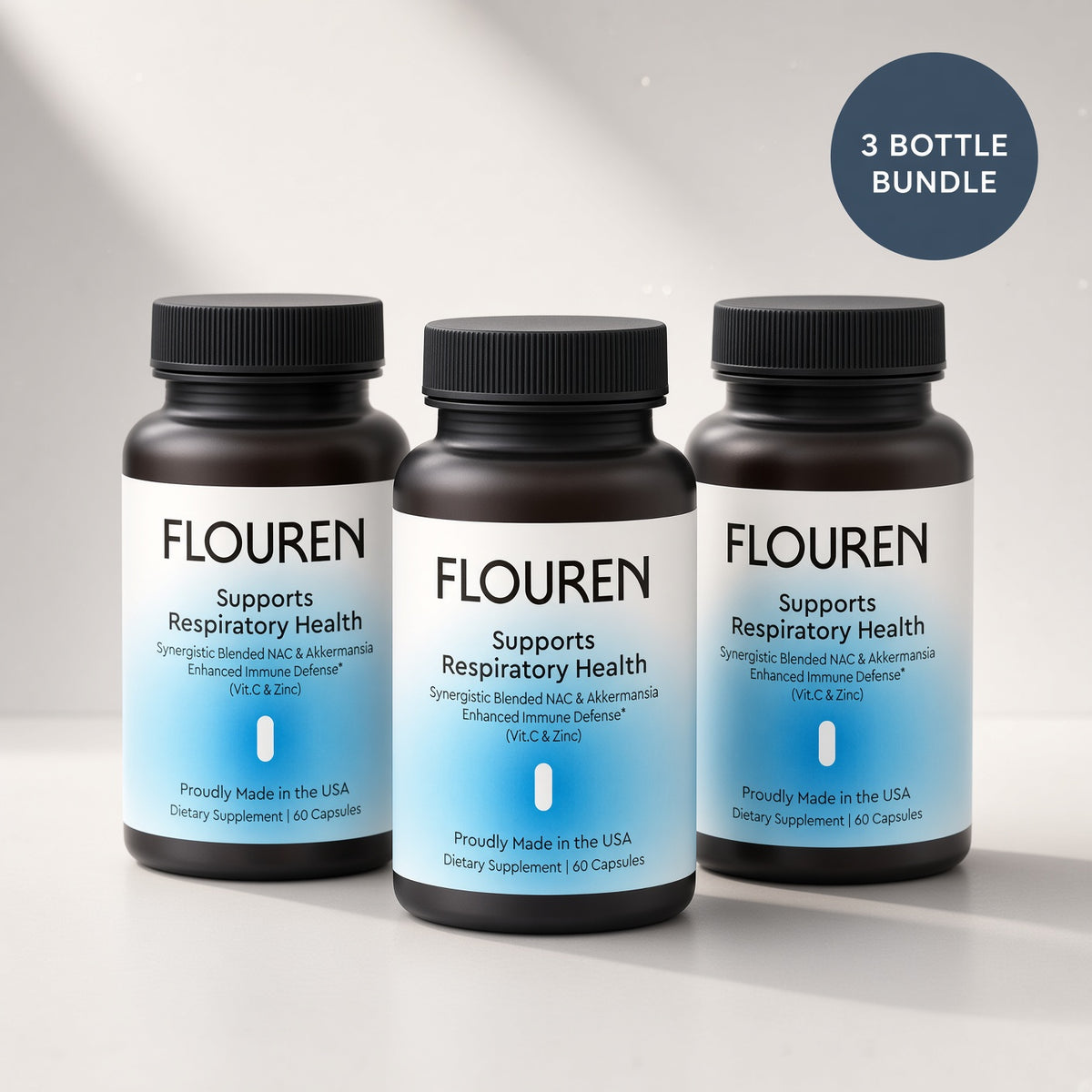 FLOUREN Akkermansia — Respiratory & Immune Support- 3 bottle pack